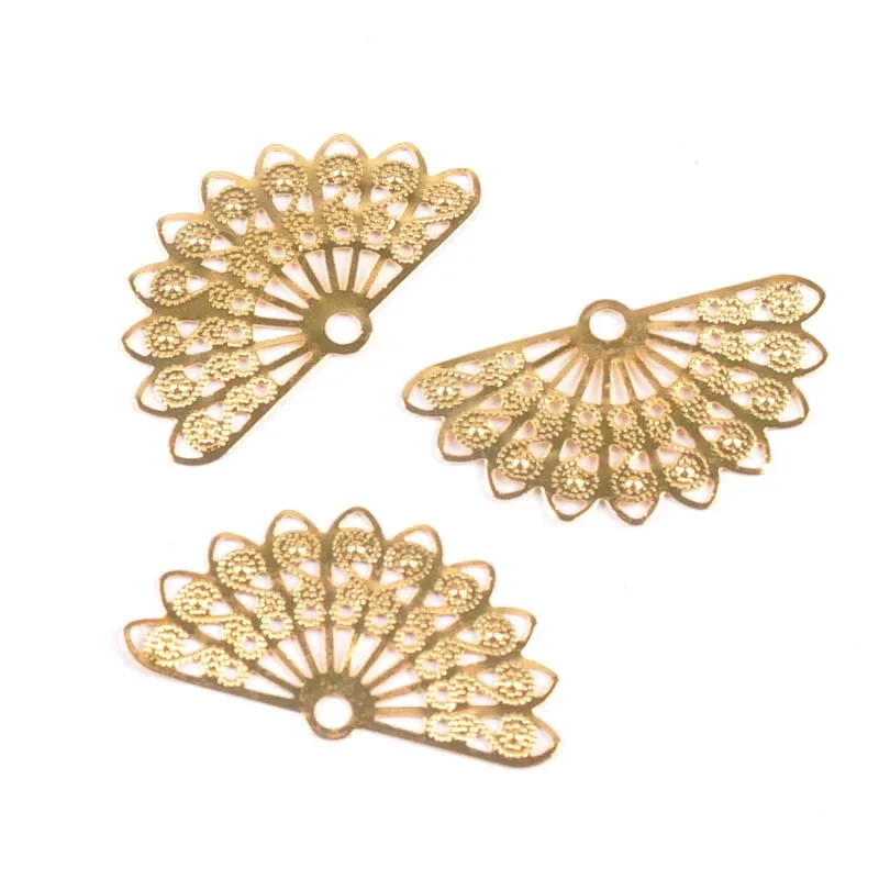 20pcs mix Filigree hollow Fan Wraps Connectors Metal Crafts Gift Decoration DIY Findings Scrapbooking craft ykl0752