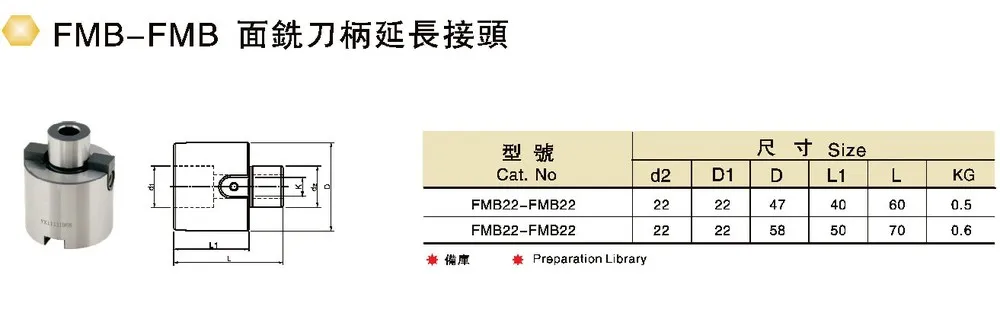 FMB22-22-C47 FMB shell mill holder extension face milling cutter extension holder
