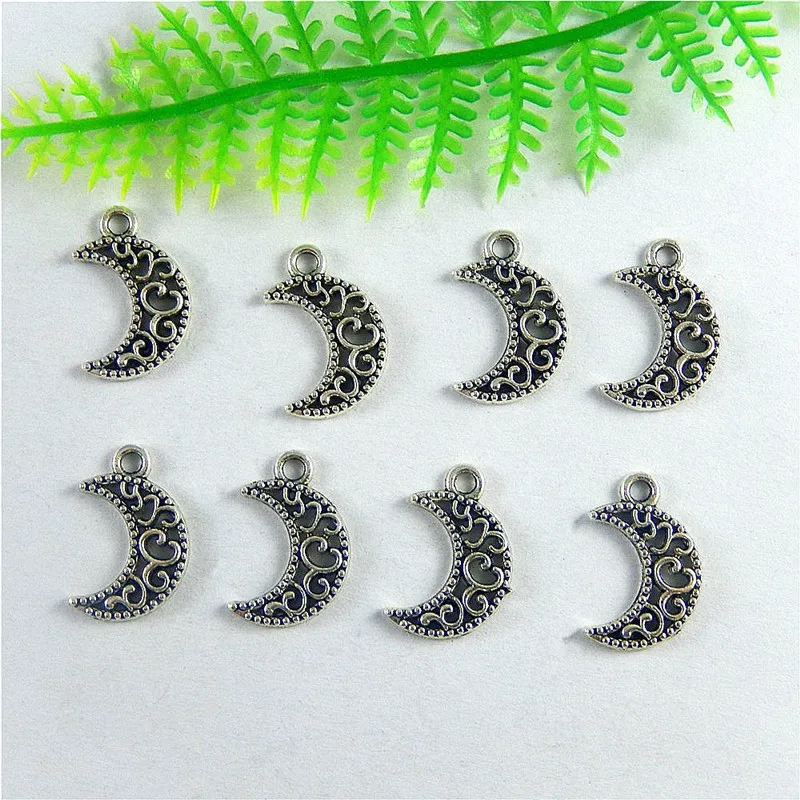 GraceAngie 50pcs/pack Antique Metal Mini Crescent Moon Hollow Charms Jewelry Making Pendant Alloy Accessory Wholesale Crafts