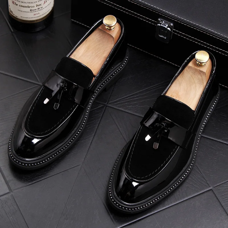 British fashion design men business office formal dress black genuine leather shoes platform gentleman shoe comfortable sneakers