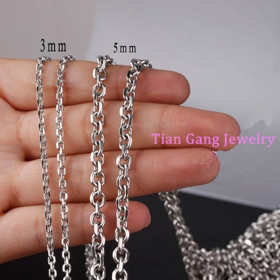 Wholesale 2/3/4/5mm Fashion DIY Jewelry 316L Stainless Steel Silver Color Cross Chain Mens Womens Necklace In Bulk 5/10 Meter