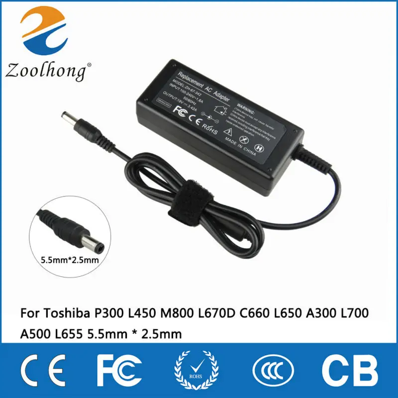 

Factory 19V 3.42A 65W 5.5* 2.5mm Laptop AC Power Adapter Charger For Toshiba P300 L450 M800 L670D C660 L650 A300 L700 A500 L655