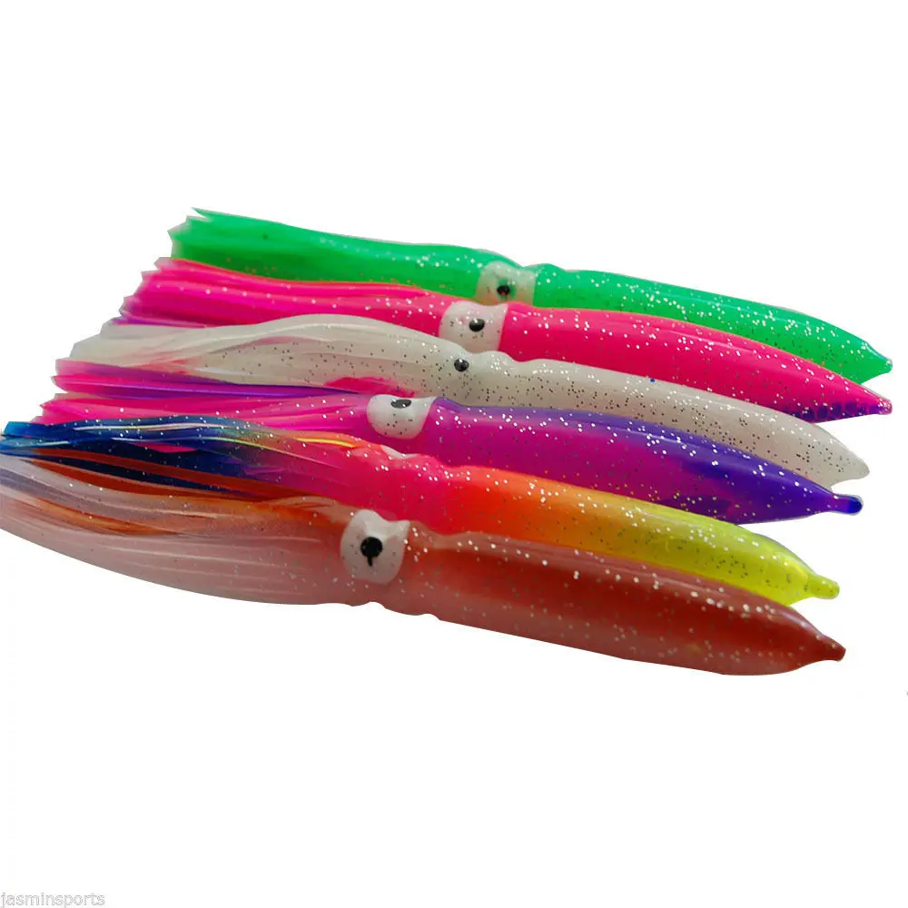 12Pcs Fishing Lures Squid Skirts Octopus Lures Soft Plastic Trolling Skirt bait Saltwater Fishing Bait for Bass Trout 12/15/18CM