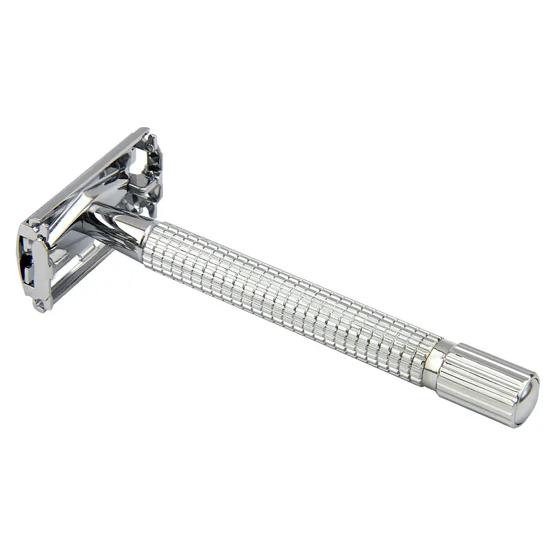 1 Razor Schmetterling Öffnen Lange Griff Männer Sicherheit Rasiermesser Chrom Doppel Rand Rasierer Messing Beschichtung Griff Rasiermesser