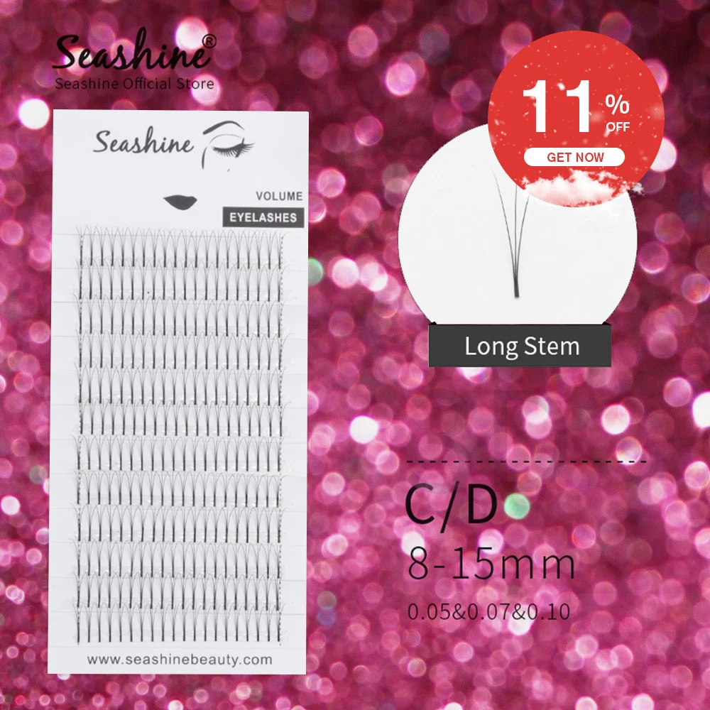 Seashine 12 Lines Lashes Extension Heat Bonded Pre Made Volume Fans Faux Mink Premade Russian Volume Eyelash Extension Supplies