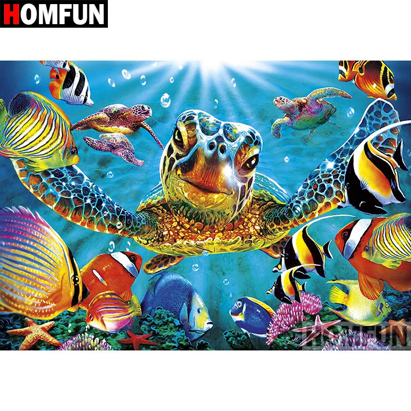 

HOMFUN Full Square/Round Drill 5D DIY Diamond Painting "Turtle ocean" 3D Diamond Embroidery Cross Stitch Home Decor A18559