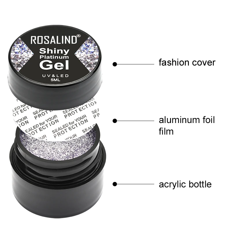 ROSALIND 5ml Gel per unghie Shiny Platinum Gel Nails Art per Gel per Manicure vernici ibride semipermanenti Glitter Gel Painting Design