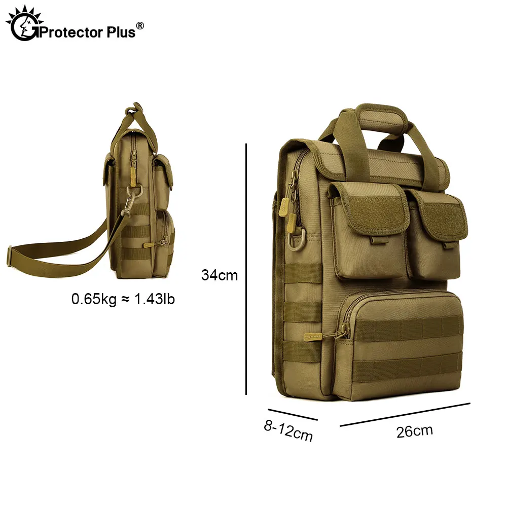 PROTECTOR PLUS Tactical Handbag 12 inches Laptop Crossbody Camouflage Molle Hunting Camping Hiking Sports Bag