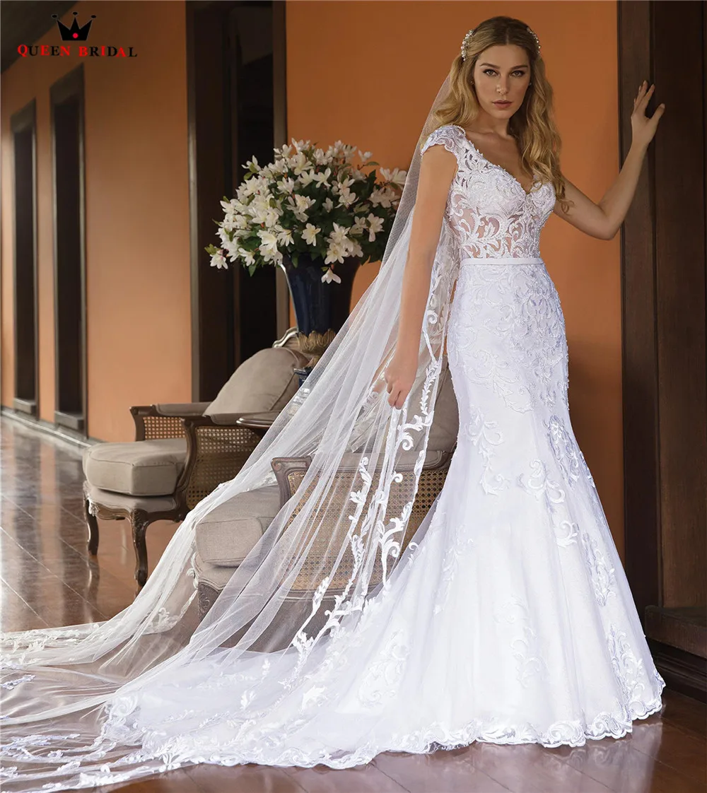 Custom Made Mermaid Tulle Lace Beading Sequins Sexy Luxury Formal Wedding Dresses Vestido de Noiva 2021 New Design WH33