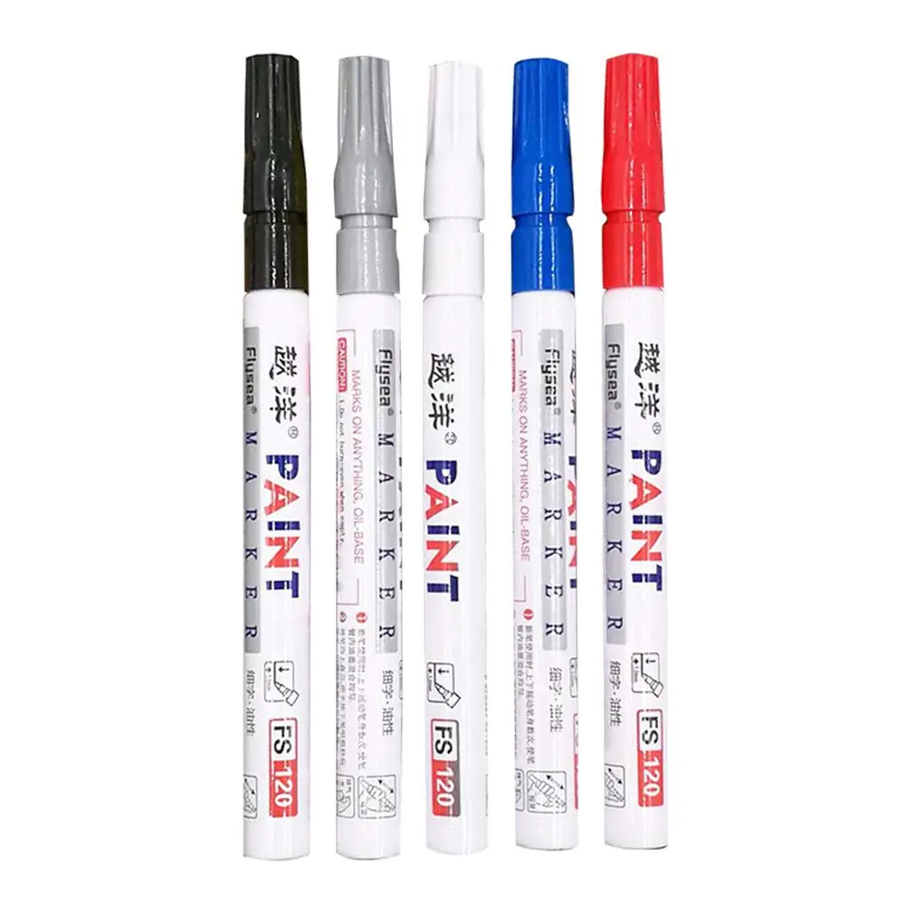 

5 Colors Car Tire Paint Marker Pen Touch Up Graffiti Pen Sign In Pen Office Stationery Water Based Premium Paint Fill