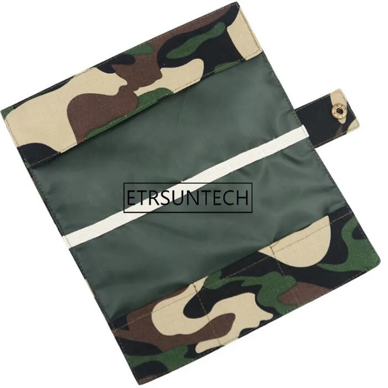 50pcs Camouflage Pattern Portable Outdoor Tableware Storage Bag With Hook Canvas Cosmetic Bags Travel Carrying Case