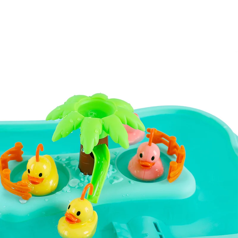 DIY Electric Rotating Plastic Magnetic Fishing Duck Toy Set Music and Baby Bath Toy Fishing Game Children\'s Indoor and Outdoor