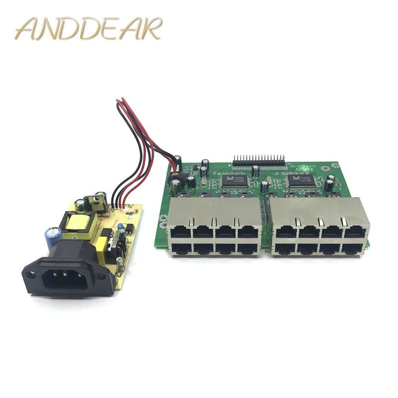 Oem 10/100Mbps RJ45 16 Port Fast Ethernet Switch Module Lan Hub Us Eu Plug 5V Adapter voeding Netwerk Switch Moederbord