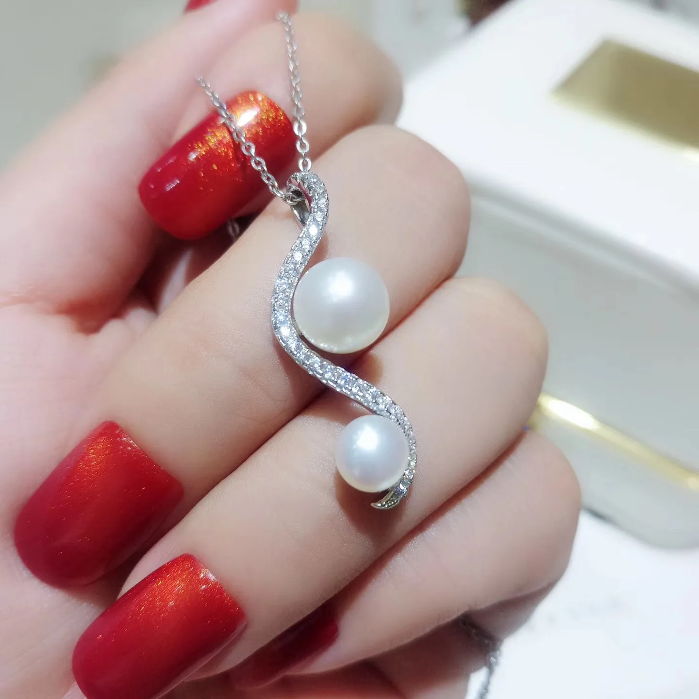 

Elegant Double Pearl Beads Pendant Holder S925 Sterling Silver Pendant Fittings Women DIY Pearl Pendant Accessory 3Pieces/Lot