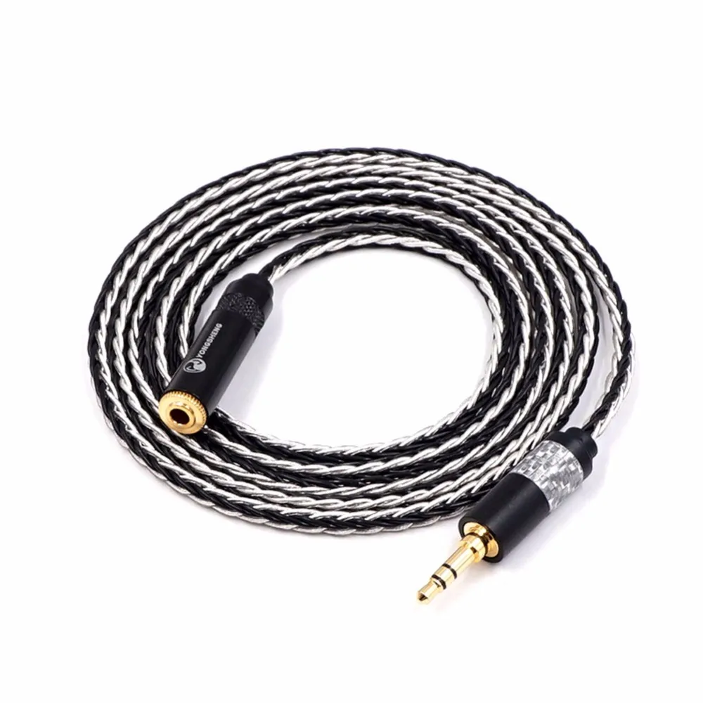 Free Shipping Haldane 3.5  Stereo Male to 3.5mm Female 7N Single crystal copperr Audio AUX Cable Cord Audio Adpter Cable