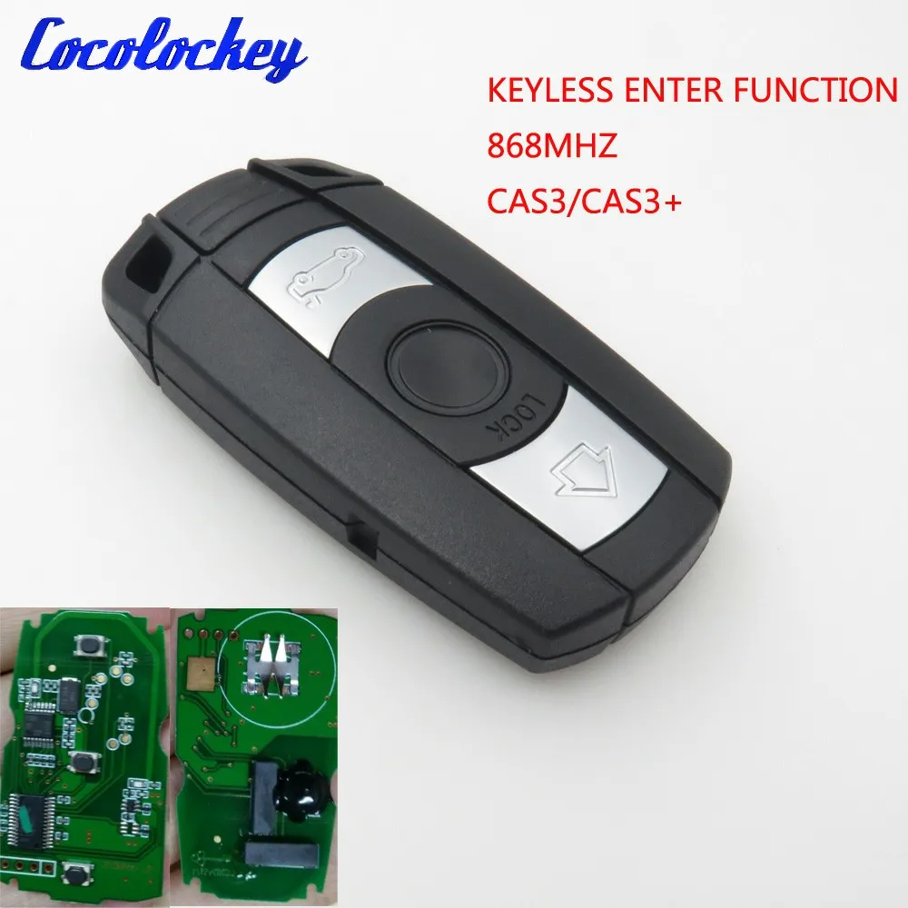 Cocolockey 3 Button Smart Keyless Enter Go Fuction 868MHZ Fit for BMW E90 Remote Key CAS3 CAS3+ System NO LOGO