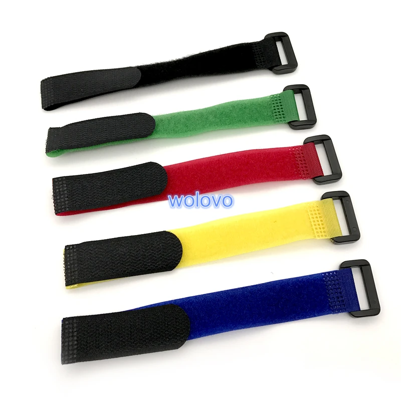 25pcs/lot 20*200MM Nylon Wire Organizer Cable Ties Reusable Straps with Plastic Buckle Hook Loop Magic Tapes