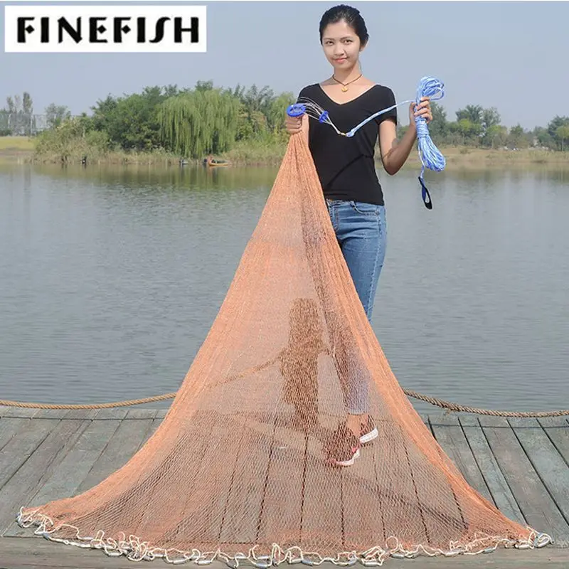 Height 1.2-3.6M With Sinker or Without Sinker Catch Fishing Net American Small Mesh Trap Cast Network Fly Hunting Hand Throw Net