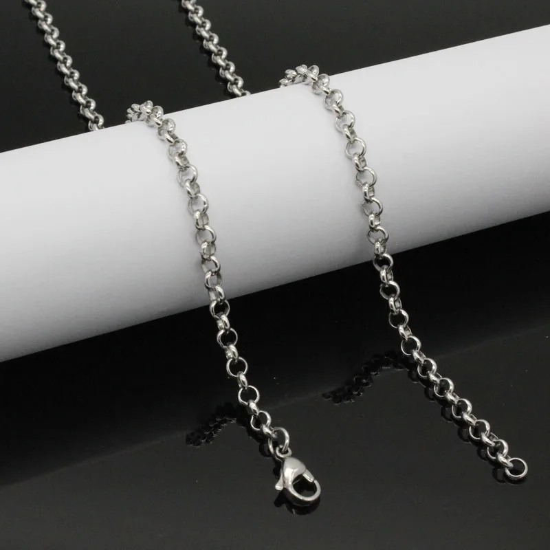 Aiovlo 2 3 4 5 6mm Stainless Steel Necklace O Link Necklace Chain Men Women Wholesale Accessories Chain for DIY Jewelry Making