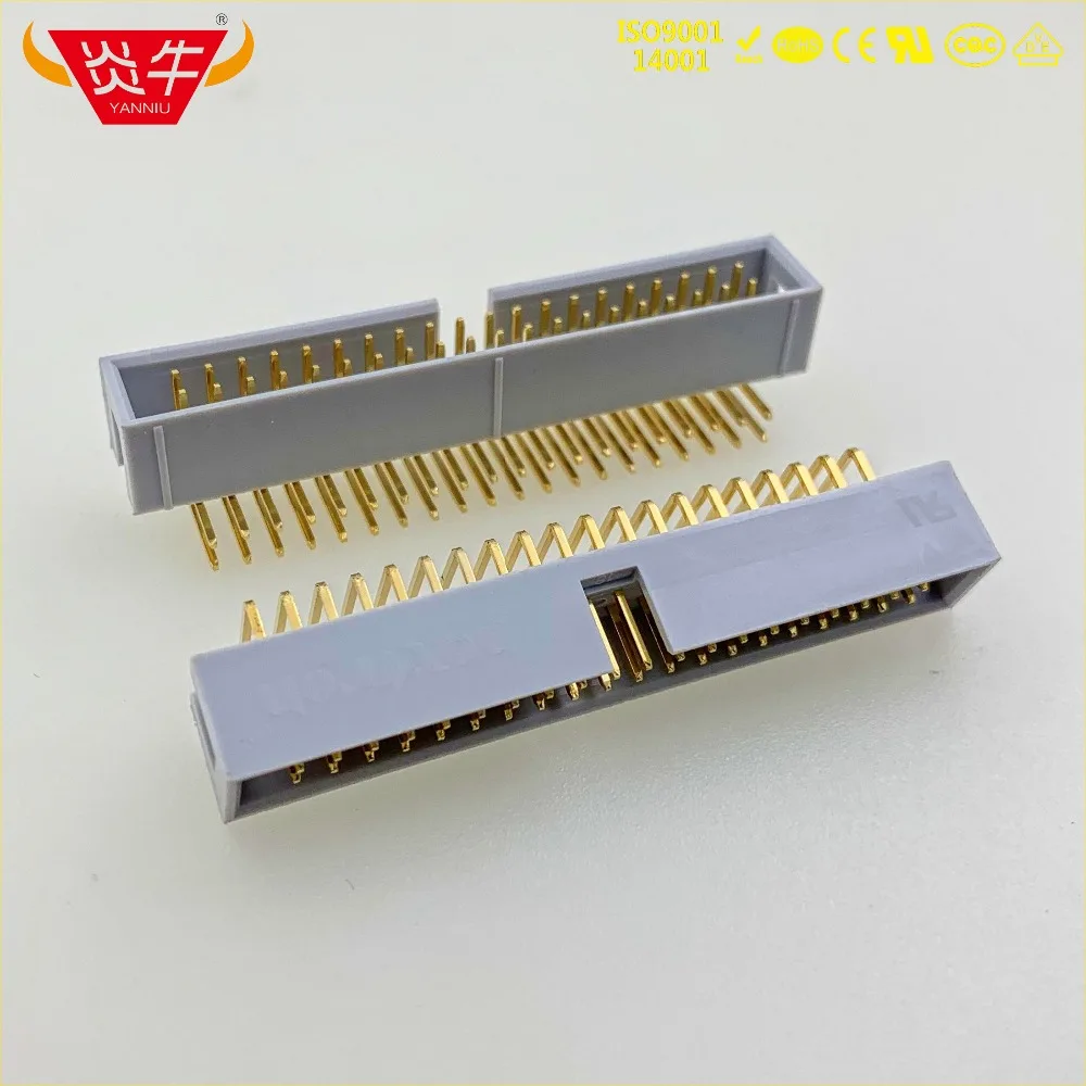 

50Pcs DC3-40P GREY WHITE 40PIN IDC SOCKET BOX 2.54mm PITCH BOX HEADER RIGHT ANGLE CONNECTOR CONTACT PART OF THE GOLD-PLATED 3Au