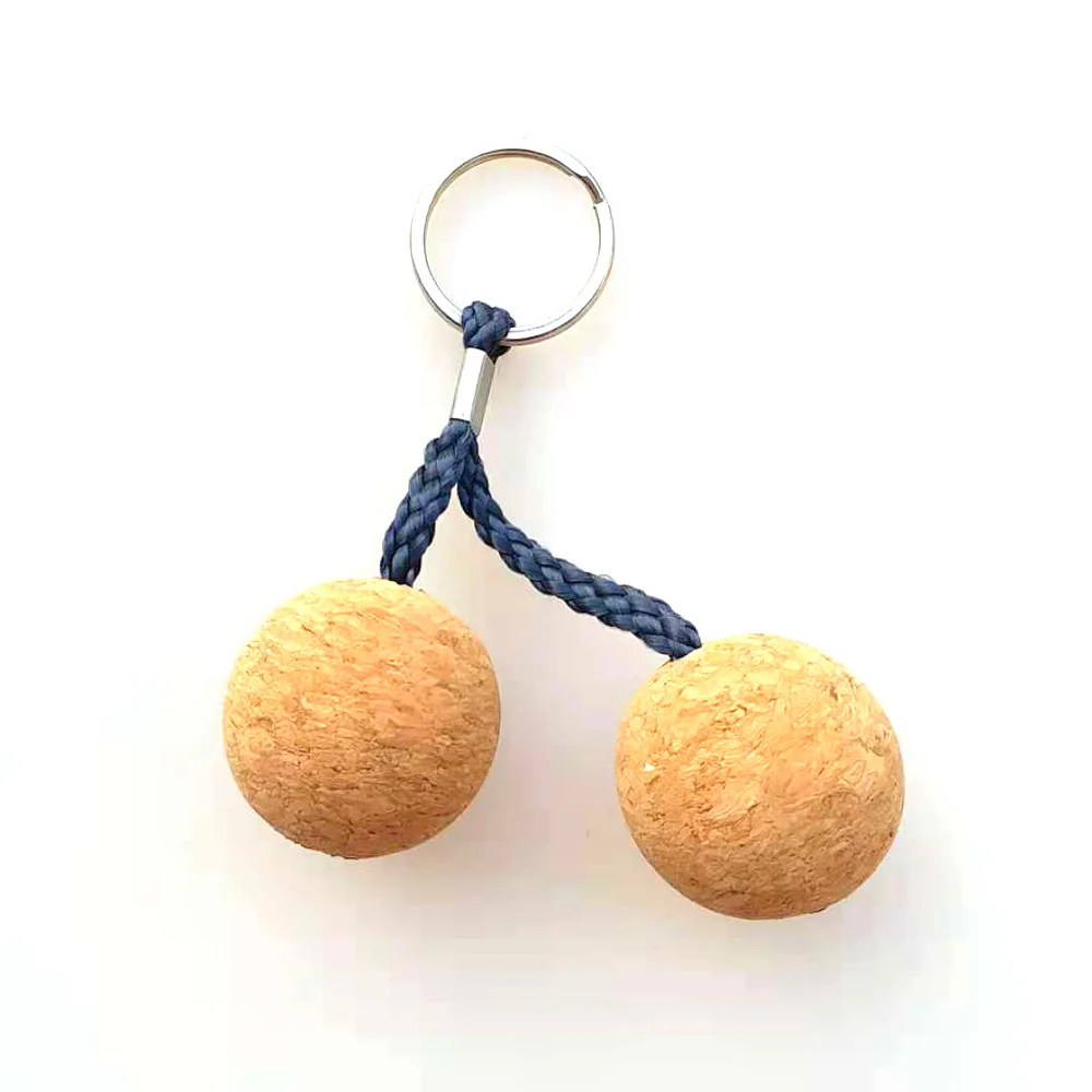 35mm Ultralight Double Ball Cork Floating Key Ring  keychain for Kayak Marine Sailing Boat Float Swimming Diving fishing boat