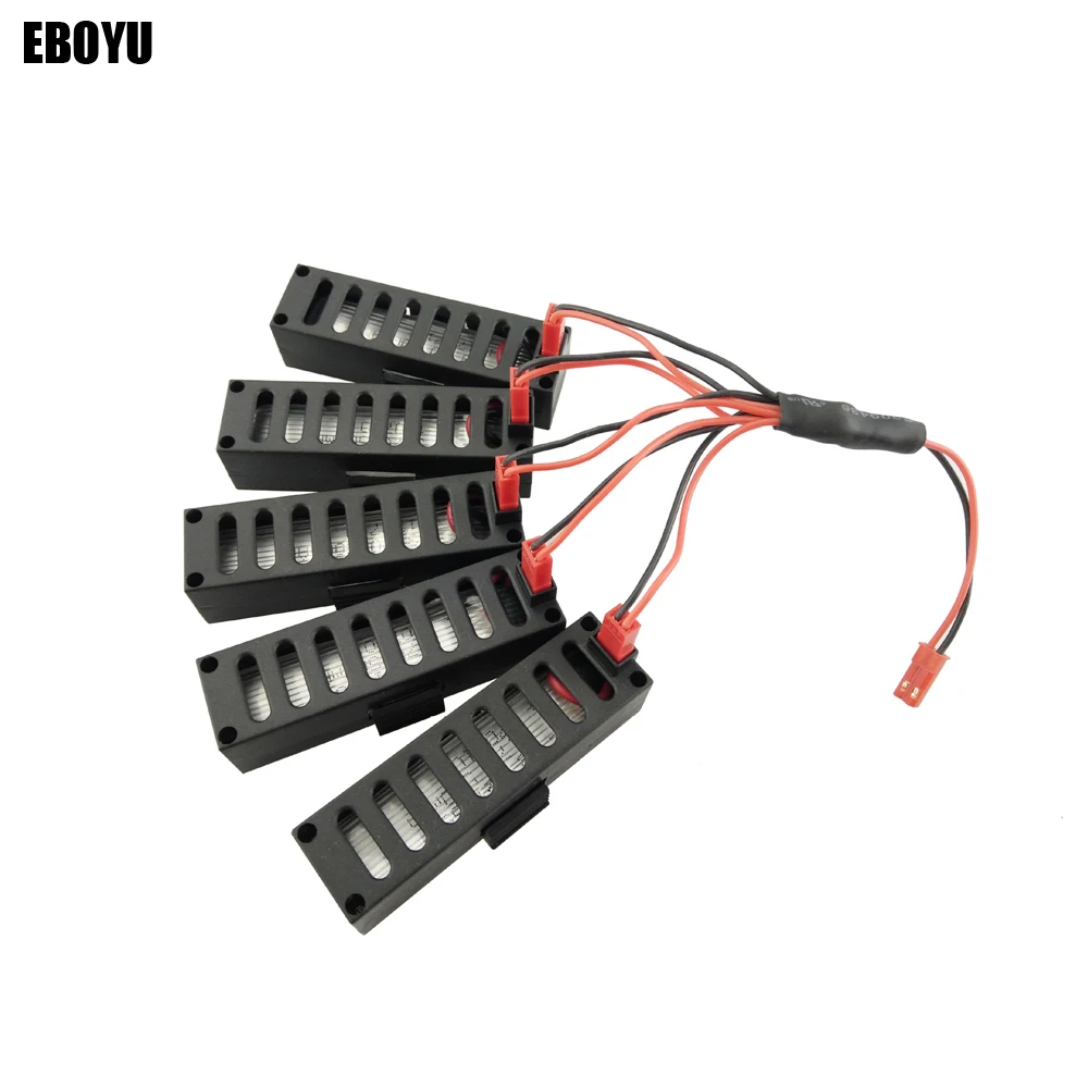 5pcs * EBOYU 3.7V 600mAh JY018 Lipo Battery & 1 to 5 Battery Balance Charger Cable for JY018 RC Quadcopter Drone