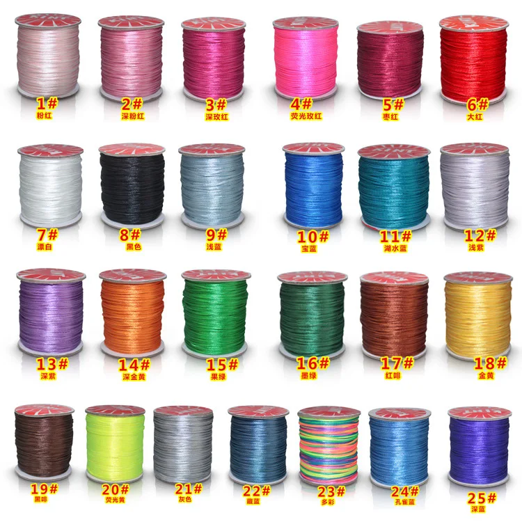 2mm Satin Rattail Silk Cord Nylon Thread Cord Chinese Knot DIY Rope Bead Shamballa Bracelet Jewelry Making 35 meters