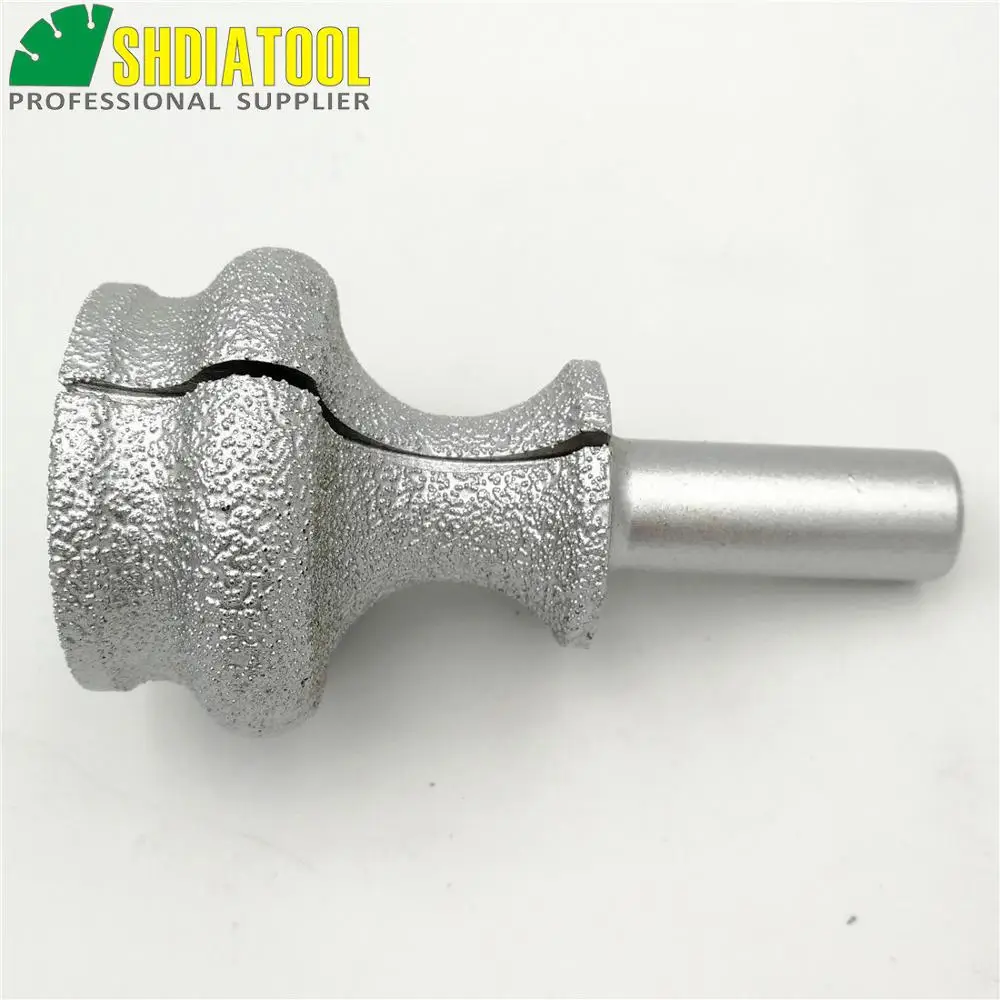 SHDIATOOL No.29 T2 Vacuum Brazed Diamond Router Bits With 1/2" Shank For Stone Cut, Router Cutter Granite Marble edge profiling