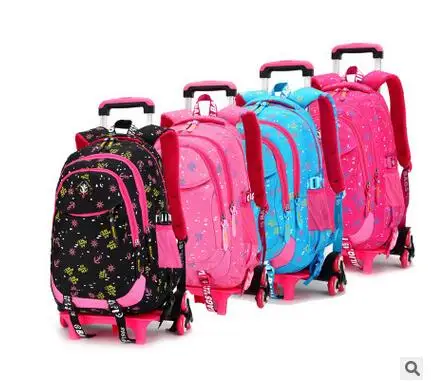 ZIRANYU School Rolling backpack Travel luggage Trolley School bag On wheels Girl\'s Trolley School backpack wheeled bag for girl