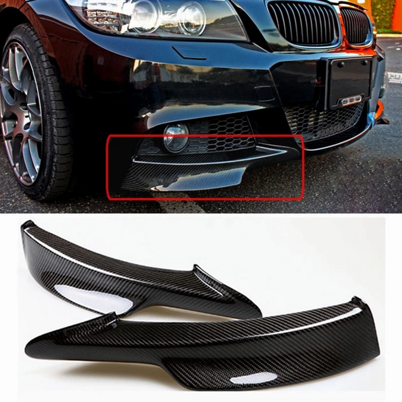 

2pcs/set Carbon Fiber Front Bumper Splitter Spoiler For BM-W 3 SERIES E90 E91 328i 325i LCI M-Tech