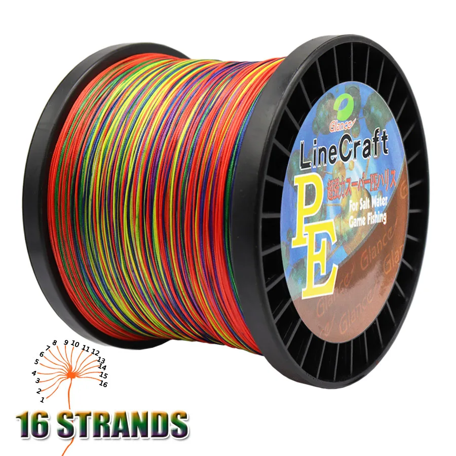 PE 16 Strands Braided Fishing Line 300m 500m 1000m 1500m Super Strong Japan Multifilament Fishing Line for Sturgeon Fishing