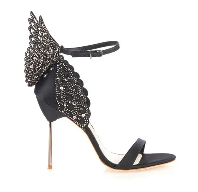 High-end Women Pinnk Butterfly Sandals Metal Stiletto Heel Metallic Cut-outs Pumps Bling Bling Crystal Celebrity Wedding Shoes