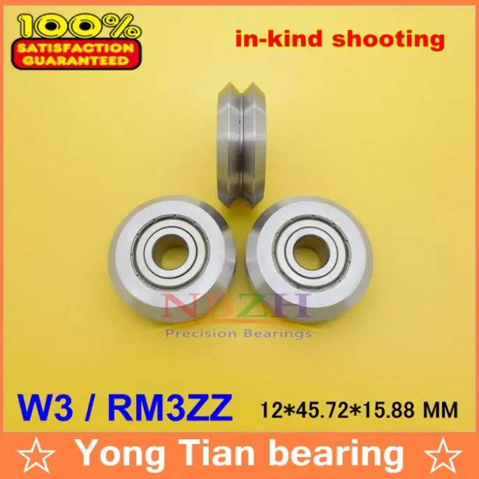 Free Shipping NBZH bearing RM3ZZ / W3 12*45.72*15.88 Mm V Wheeles W Groove Sealed Ball Bearing W3ZZ W3X W3-2RS RM3-2RS