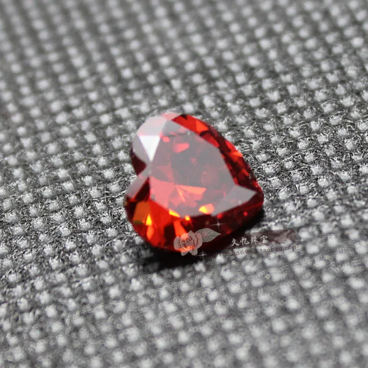 Heart shape Garnet Red cubic zirconia CZ stone faceted beads for jewelry making DIY loose stones