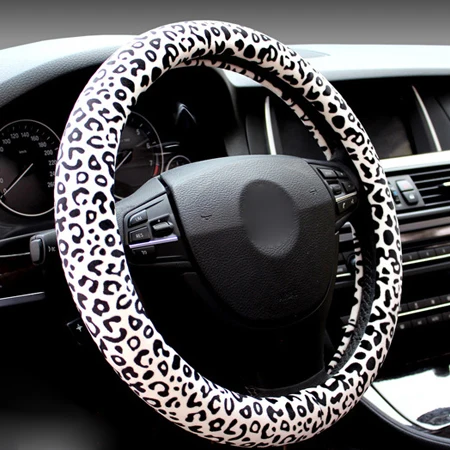 Winter 7 Kleuren Auto Stuurhoes Mode Luipaard Ontwerp Pluche Zachte Universele Vlecht Op De Stuurwiel Car styling
