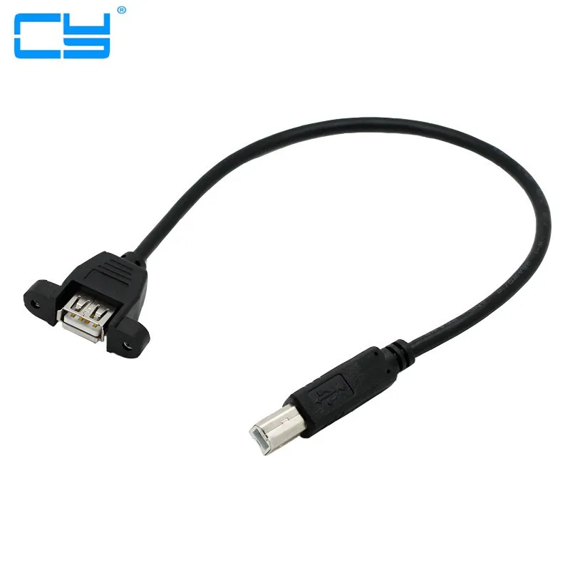 5pcs/lot USB 2.0 Type A Female to Printer USB-B Type Male Extension Cable to Female Jack with Fixed Screw Holes 30cm 50cm100cm