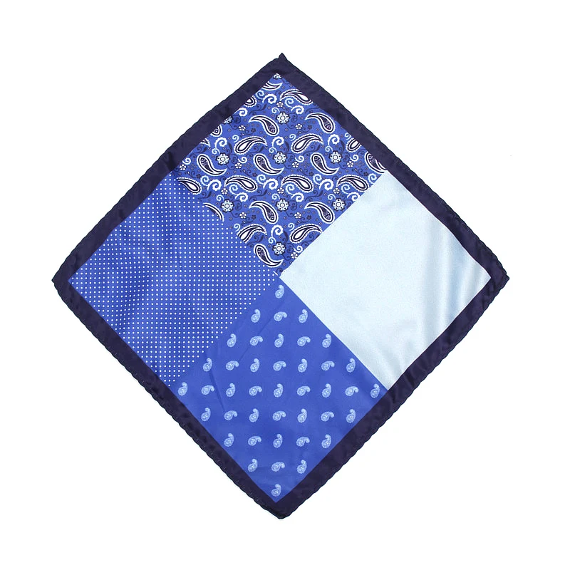 Men's Brand Handkerchief Vintage Paisley Dot Solid Pocket Square Soft Silk Hankies Wedding Party Business Hanky Chest Towel Gift