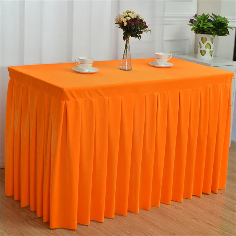 100% Polyester One Piece Pleated Flannel Hotel Table Skirt With Table Cloth Table Cover Wedding Party Banquet Decor
