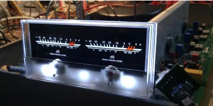 NEUE 6,3 Doppel Pointer Power Verstärker VU Meter DB ebene Audio Power Meter mit Hintergrundbeleuchtung und Spannung