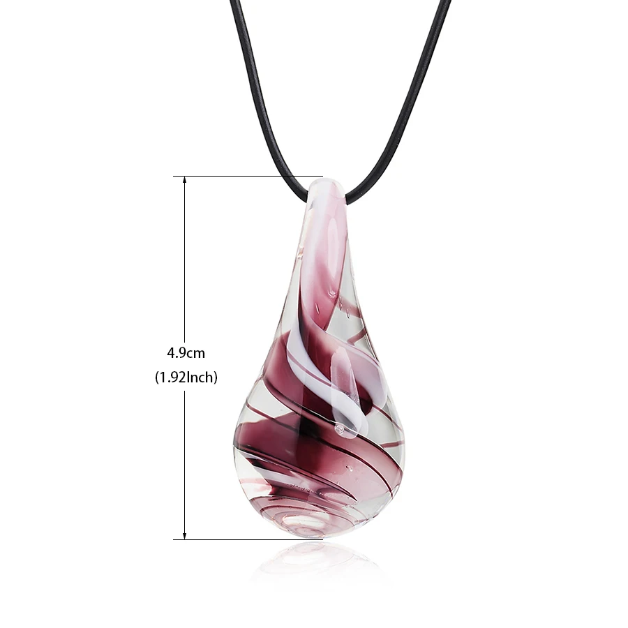 Handmade Lampwork Glass Murano Waterdrop Pendant Necklace Elastic Cord Crystal Necklace Trendy Fashion Party Jewelry Women