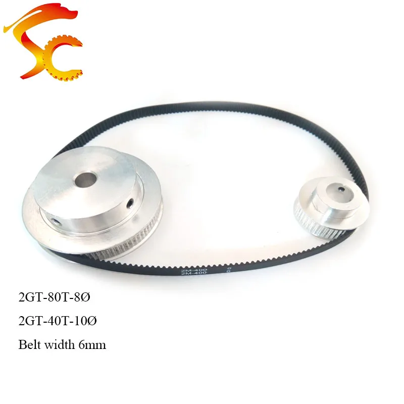 

High quality,Timing Belt Pulley GT2 80 teeth 40 tooth Reduction 2:1/1:2 3D printer accessories belt width 6mm,Bore 8&10mm
