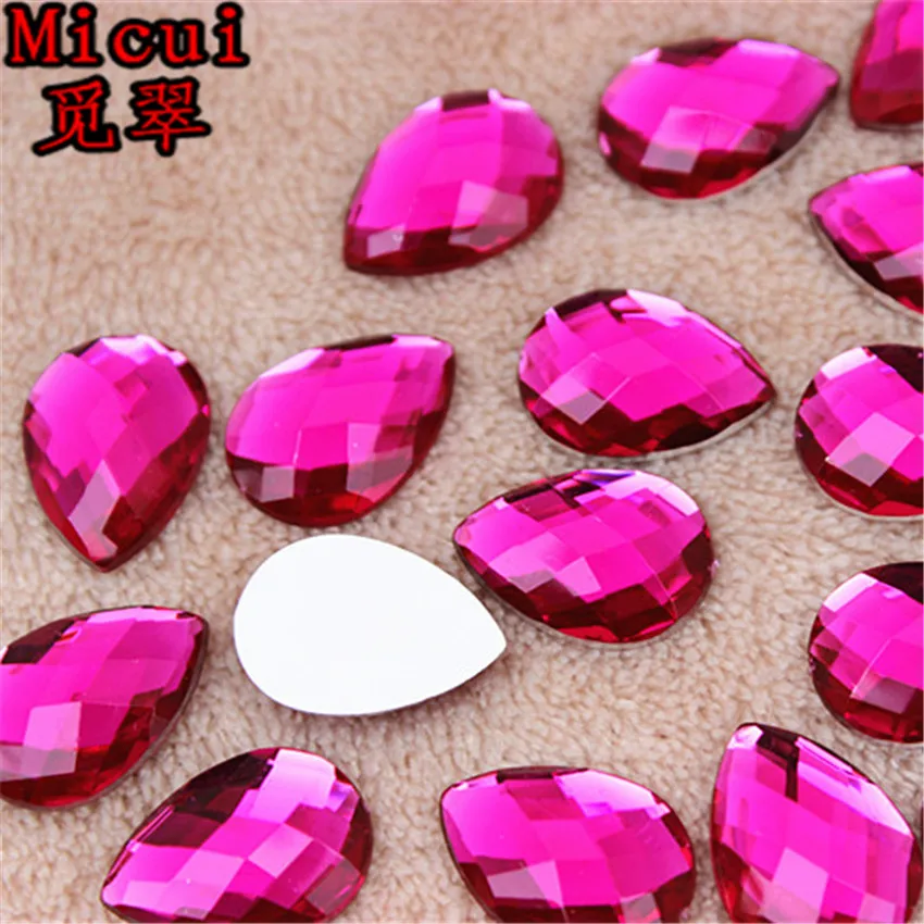 Micui 100 pz 13*18mm acrilico Strass goccia d\'acqua acrilico Flatback Strass pietre di cristallo per abito artigianato decorazioni MC630