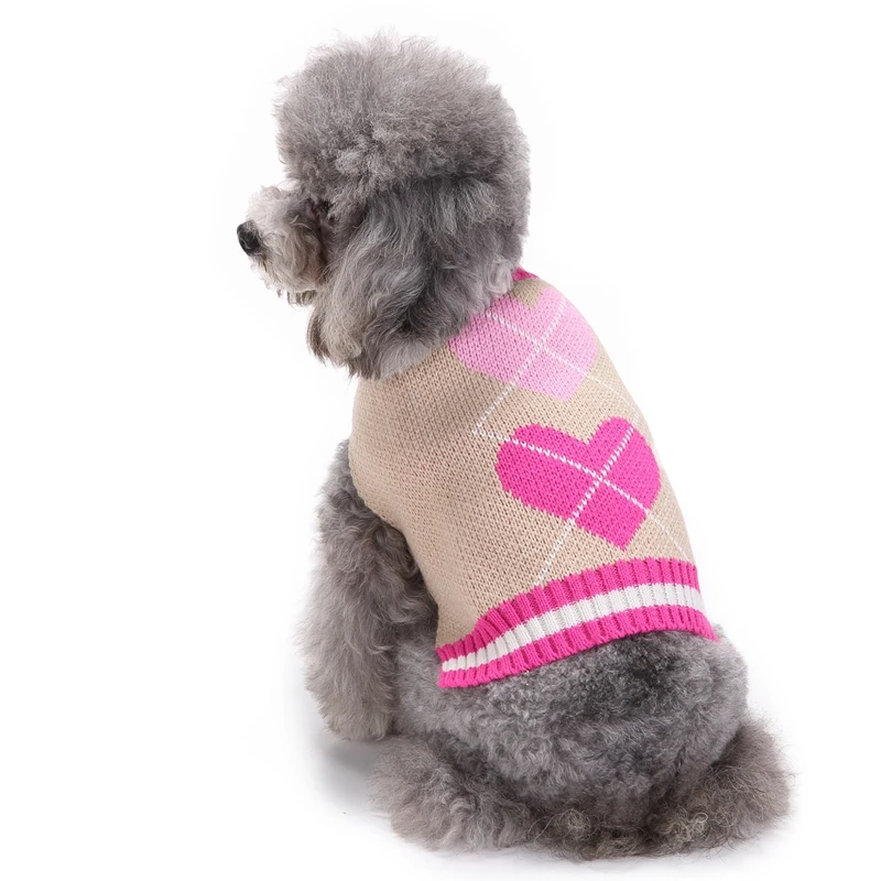 Sweet Hearts Pink Puppy Pet Dog Costumes Large Dog Sweater Coats Knitted Gril Dog Clothes For Dachshunds Small Dog Xxs Xxl