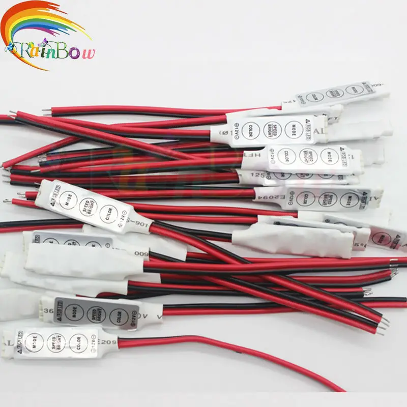 Mini Controlador Dimmer para RGB LED Strip Light, 19 Modos Dinâmicos, 20 Static Color, Frete Grátis, 12V, 6A, 3 Chaves, 5050, 3528, 10Pcs