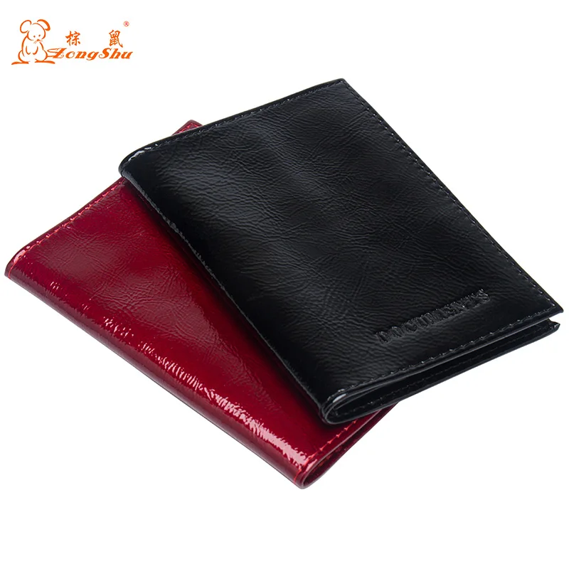 Russian red Smooth glossy oil Genuine Leather Auto Driver License Bag Cover for Car Driving Documents Card Credit Holder