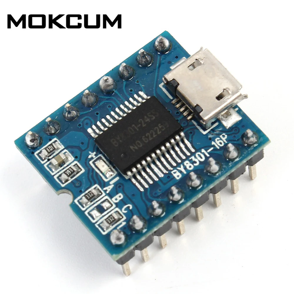 

MP3 Player Module Mini MP3 Player Audio Voice Module Board BY8301-16P 32Mbit 4Mbyte Support USB Download