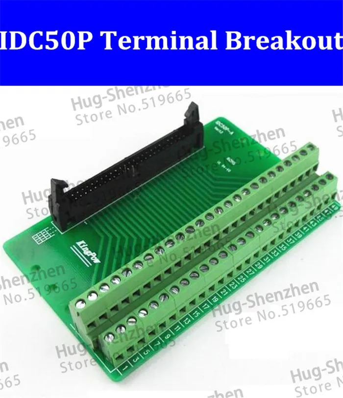 

IDC50P IDC 50 Pin Male Connector to 50P Terminal Block Breakout Board Adapter PLC Relay Terminals DIN Rail Mounting--3pcs/lot