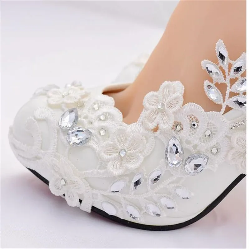 Crystal White Wedding Shoes Bride Female High Heels Shoes woman 2019 diamond princess Ball party shoes shoes zapatos tacon mujer