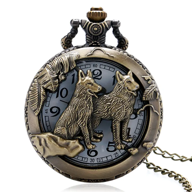 Orologio da taschino Vintage in bronzo per cani da donna orologio da uomo con catena regalo relogio