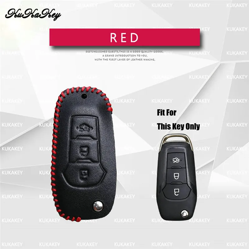 

2018 Leather Car Key Cover Shell For Ford Escort Mondeo Everest Ranger Fusion Car Key Case Car Accessories For Ford Car Styling